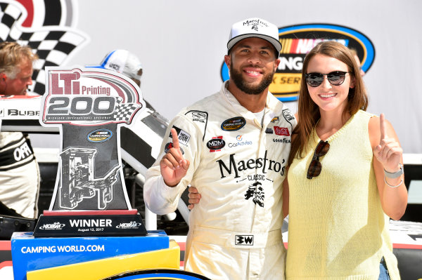 NASCAR Camping World Truck Series
LTI Printing 200
Michigan International Speedway, Brooklyn, MI USA
Saturday 12 August 2017
Darrell Wallace Jr, Maestro's Classic Chevrolet Silverado celebrates in Victory Lane
World Copyright: Nigel Kinrade
LAT Images NASCAR Camping World Truck Series
LTI Printing 200
Michigan International Speedway, Brooklyn, MI USA
Saturday 12 August 2017
Darrell Wallace Jr, Maestro's Classic Chevrolet Silverado celebrates in Victory Lane
World Copyright: Nigel Kinrade
LAT Images
