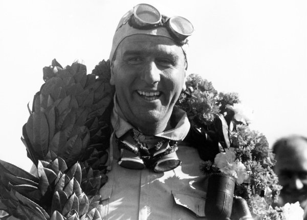 1950 British Grand Prix.
Silverstone, Great Britain. 13 May 1950.
Giuseppe Farina, Alfa Romeo 158, 1st position, portrait, helmet, podium.
World Copyright: LAT Photographic
Ref: 3734A/34 1950 British Grand Prix.
Silverstone, Great Britain. 13 May 1950.
Giuseppe Farina, Alfa Romeo 158, 1st position, portrait, helmet, podium.
World Copyright: LAT Photographic
Ref: 3734A/34