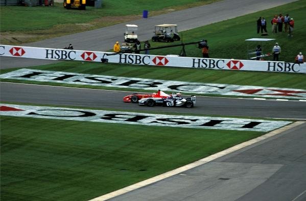 Juan Pablo Montoya (COL), BMW Williams FW25, and Rubens Barrichello (BRA), Ferrari F2003-GA, head into turn 1 side by side where they made contact. Barrichello entered the gravel trap backwards and retired from the race while Montoya was handed a drive through penalty.
United States Grand Prix, Rd15, Indianapolis Motor Speedway, Indianapolis, USA. 28 September 2003.
BEST IMAGE Juan Pablo Montoya (COL), BMW Williams FW25, and Rubens Barrichello (BRA), Ferrari F2003-GA, head into turn 1 side by side where they made contact. Barrichello entered the gravel trap backwards and retired from the race while Montoya was handed a drive through penalty.
United States Grand Prix, Rd15, Indianapolis Motor Speedway, Indianapolis, USA. 28 September 2003.
BEST IMAGE