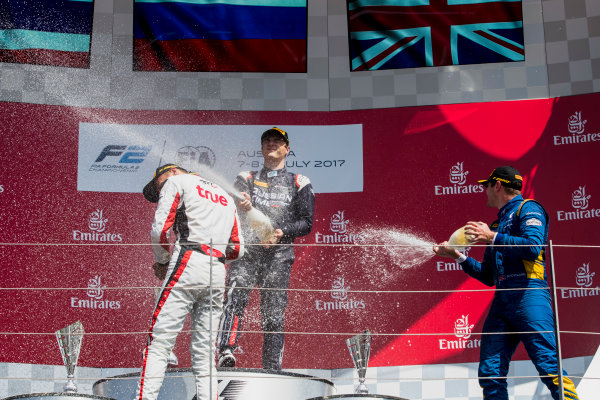 2017 FIA Formula 2 Round 5.
Red Bull Ring, Spielberg, Austria.
Sunday 9 July 2017.
Alexander Albon (THA, ART Grand Prix), Artem Markelov (RUS, RUSSIAN TIME) and Oliver Rowland (GBR, DAMS).
Photo: Zak Mauger/FIA Formula 2.
ref: Digital Image _54I0383 2017 FIA Formula 2 Round 5.
Red Bull Ring, Spielberg, Austria.
Sunday 9 July 2017.
Alexander Albon (THA, ART Grand Prix), Artem Markelov (RUS, RUSSIAN TIME) and Oliver Rowland (GBR, DAMS).
Photo: Zak Mauger/FIA Formula 2.
ref: Digital Image _54I0383