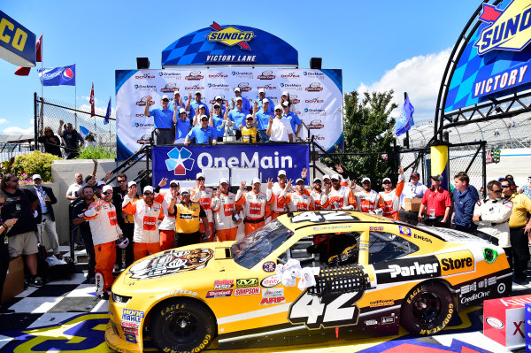 NASCAR XFINITY Series
One Main Financial 200
Dover International Speedway, Dover, DE USA
Saturday 3 June 2017
Kyle Larson, ParkerStore Chevrolet Camaro, celebrates in Victory Lane.
World Copyright: John K Harrelson
LAT Images
ref: Digital Image 17DOV1jh_05181