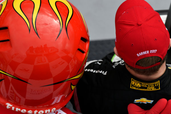 2017 Verizon IndyCar Series
Honda Indy Grand Prix of Alabama
Barber Motorsports Park, Birmingham, AL USA
Sunday 23 April 2017
Josef Newgarden, Team Penske Chevrolet, victory lane, firehawk 
World Copyright: Scott R LePage
LAT Images
ref: Digital Image lepage-170423-bhm-6494