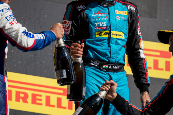 2017 GP3 Series Round 1. 
Circuit de Catalunya, Barcelona, Spain.
Sunday 14 May 2017.
Dorian Boccolacci (FRA, Trident), Arjun Maini (IND, Jenzer Motorsport), Alessio Lorandi (ITA, Jenzer Motorsport) 
Photo: Zak Mauger/GP3 Series Media Service.
ref: Digital Image _54I9571