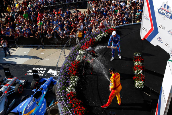 Verizon IndyCar Series
IndyCar Grand Prix
Indianapolis Motor Speedway, Indianapolis, IN USA
Saturday 13 May 2017
Will Power, Team Penske Chevrolet, Scott Dixon, Chip Ganassi Racing Teams Honda, Ryan Hunter-Reay, Andretti Autosport Honda celebrate with champagne on the podium
World Copyright: Phillip Abbott
LAT Images
ref: Digital Image abbott_indyGP_0517_6040 Verizon IndyCar Series
IndyCar Grand Prix
Indianapolis Motor Speedway, Indianapolis, IN USA
Saturday 13 May 2017
Will Power, Team Penske Chevrolet, Scott Dixon, Chip Ganassi Racing Teams Honda, Ryan Hunter-Reay, Andretti Autosport Honda celebrate with champagne on the podium
World Copyright: Phillip Abbott
LAT Images
ref: Digital Image abbott_indyGP_0517_6040