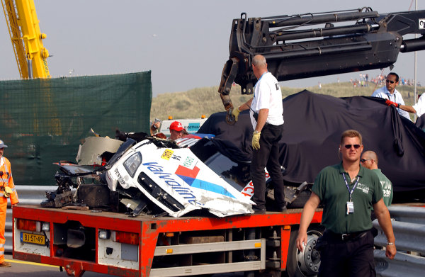 2004 DTM Championship
Zandvoort, Netherlands. 4th - 5th September.
The remains of Peter Dumbreck's OPC Phoenix Opel Vectra GTS are loaded onto a transporter after his huge accident.
World Copyright: Andre Irlmeier/LAT Photographic
ref: Digital Image Only 2004 DTM Championship
Zandvoort, Netherlands. 4th - 5th September.
The remains of Peter Dumbreck's OPC Phoenix Opel Vectra GTS are loaded onto a transporter after his huge accident.
World Copyright: Andre Irlmeier/LAT Photographic
ref: Digital Image Only