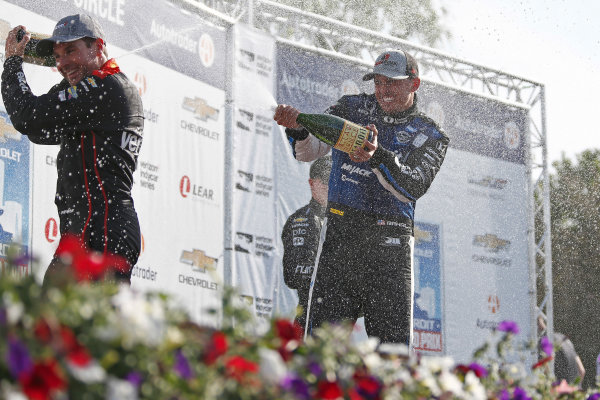 Verizon IndyCar Series
Chevrolet Detroit Grand Prix Race 2
Raceway at Belle Isle Park, Detroit, MI USA
Sunday 4 June 2017
Graham Rahal, Rahal Letterman Lanigan Racing Honda, Josef Newgarden, Team Penske Chevrolet, Will Power, Team Penske Chevrolet celebrate with champagne on the podium
World Copyright: Phillip Abbott
LAT Images