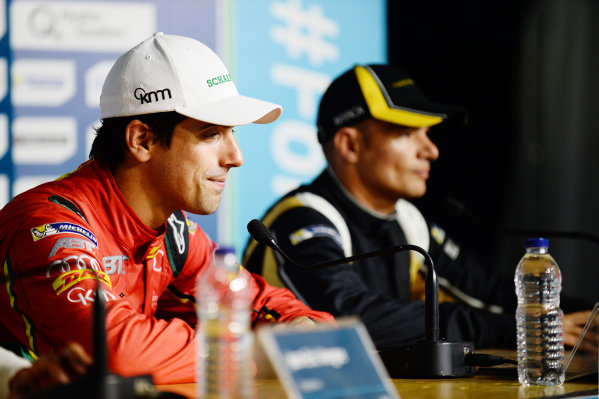2016/2017 FIA Formula E Championship.
Round 11 - Montreal ePrix, Canada
Saturday 29 July 2017.
Lucas Di Grassi (BRA), ABT Schaeffler Audi Sport, Spark-Abt Sportsline, ABT Schaeffler FE02, and Stephane Sarrazin (FRA), Techeetah, Spark-Renault, Renault Z.E 16, in the press conference.
Photo: Patrik Lundin/LAT/Formula E
ref: Digital Image PL2_0688 2016/2017 FIA Formula E Championship.
Round 11 - Montreal ePrix, Canada
Saturday 29 July 2017.
Lucas Di Grassi (BRA), ABT Schaeffler Audi Sport, Spark-Abt Sportsline, ABT Schaeffler FE02, and Stephane Sarrazin (FRA), Techeetah, Spark-Renault, Renault Z.E 16, in the press conference.
Photo: Patrik Lundin/LAT/Formula E
ref: Digital Image PL2_0688