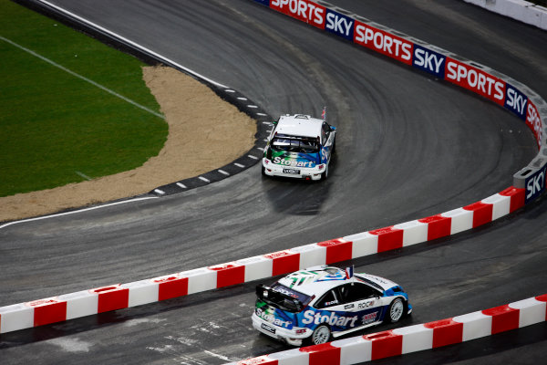 Wembley Stadium, London. 
14th December 2008.
RoC Nations Cup: Mattias Ekstrom for Team Scnadinavia v Sebastien Loeb for Team France in the Ford Focus WRC 08. Action.
World Copyright: Colin McMaster/LAT Photographic
ref: Digital Image _CMS6895