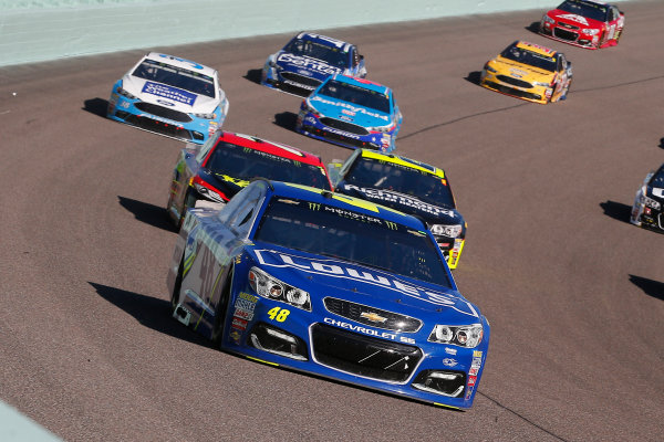 Monster Energy NASCAR Cup Series
Ford EcoBoost 400
Homestead-Miami Speedway, Homestead, FL USA
Sunday 19 November 2017
Jimmie Johnson, Hendrick Motorsports, Lowe's Chevrolet SS and Erik Jones, Furniture Row Racing, 5-hour ENERGY Extra Strength Toyota Camry
World Copyright: Russell LaBounty
LAT Images Monster Energy NASCAR Cup Series
Ford EcoBoost 400
Homestead-Miami Speedway, Homestead, FL USA
Sunday 19 November 2017
Jimmie Johnson, Hendrick Motorsports, Lowe's Chevrolet SS and Erik Jones, Furniture Row Racing, 5-hour ENERGY Extra Strength Toyota Camry
World Copyright: Russell LaBounty
LAT Images