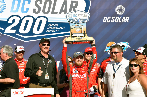 2017 NASCAR Xfinity Series
DC Solar 200
Phoenix International Raceway, Avondale, AZ USA
Saturday 18 March 2017
Justin Allgaier celebrates his win in Victory Lane
World Copyright: Nigel Kinrade/LAT Images
ref: Digital Image 17PHX1nk06456