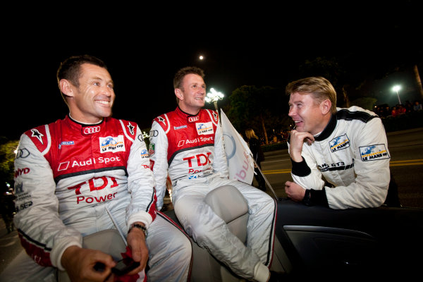 6 Hours of Zhuhai.
Zhuhai, China. 11th - 13th November 2011.
Tom Kristensen / Allan McNish, Audi Sport Team Joest, Audi R18 with Mika Hakkinen, Team AMG China, Mercedes SLS AMG GT3 at the drivers parade.
Portrait.
Drew Gibson/LAT Photographic.
ref: Digital Image _Y8P9005 6 Hours of Zhuhai.
Zhuhai, China. 11th - 13th November 2011.
Tom Kristensen / Allan McNish, Audi Sport Team Joest, Audi R18 with Mika Hakkinen, Team AMG China, Mercedes SLS AMG GT3 at the drivers parade.
Portrait.
Drew Gibson/LAT Photographic.
ref: Digital Image _Y8P9005