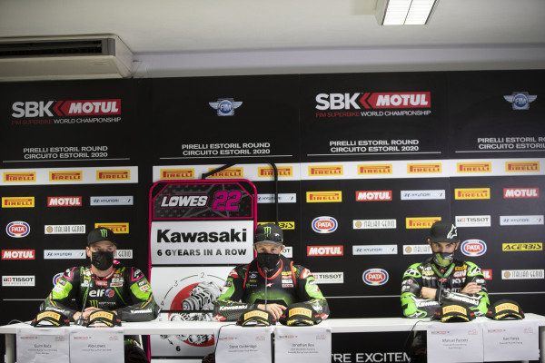 Alex Lowes, Kawasaki Racing Team, Jonathan Rea, Kawasaki Racing Team, Xavi Fores, Kawasaki Puccetti Racing.