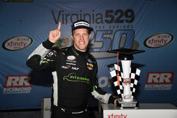 NASCAR XFINITY Series
Virginia529 College Savings 250
Richmond Raceway, Richmond, VA USA
Saturday 9 September 2017
Brad Keselowski, Fitzgerald Glider Kits Ford Mustang wins
World Copyright: Rusty Jarrett
LAT Images NASCAR XFINITY Series
Virginia529 College Savings 250
Richmond Raceway, Richmond, VA USA
Saturday 9 September 2017
Brad Keselowski, Fitzgerald Glider Kits Ford Mustang wins
World Copyright: Rusty Jarrett
LAT Images