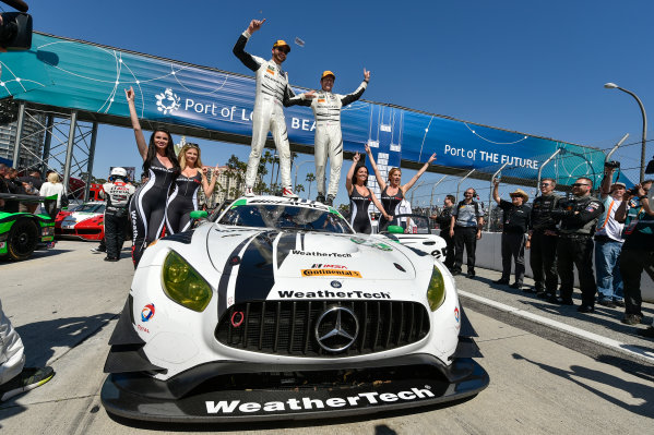 2017 IMSA WeatherTech SportsCar Championship
BUBBA burger Sports Car Grand Prix at Long Beach
Streets of Long Beach, CA USA
Saturday 8 April 2017
50, Mercedes, Mercedes AMG GT3, GTD, Gunnar Jeannette, Cooper MacNeil celebrate the class win in victory lane
World Copyright: Scott R LePage/LAT Images
ref: Digital Image lepage-170408-LB-34931 2017 IMSA WeatherTech SportsCar Championship
BUBBA burger Sports Car Grand Prix at Long Beach
Streets of Long Beach, CA USA
Saturday 8 April 2017
50, Mercedes, Mercedes AMG GT3, GTD, Gunnar Jeannette, Cooper MacNeil celebrate the class win in victory lane
World Copyright: Scott R LePage/LAT Images
ref: Digital Image lepage-170408-LB-34931