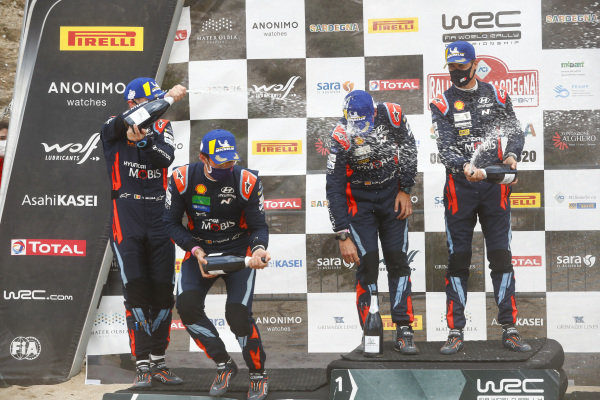 Dani Sordo (ESP), Carlos del Barrio (ESP), Thierry Neuville (BEL) and Nicolas Gilsoul (BEL), Hyundai World Rally Team, Hyundai i20 Coupe WRC 2020