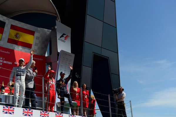 Silverstone, Northamptonshire, England
30th June 2013
Nico Rosberg, Mercedes AMG, 1st position, Mark Webber, Red Bull Racing, 2nd position, and Fernando Alonso, Ferrari, 3rd position, on the podium
World Copyright: Chris Bird/
ref: Digital Image _DSC2218 Silverstone, Northamptonshire, England
30th June 2013
Nico Rosberg, Mercedes AMG, 1st position, Mark Webber, Red Bull Racing, 2nd position, and Fernando Alonso, Ferrari, 3rd position, on the podium
World Copyright: Chris Bird/
ref: Digital Image _DSC2218
