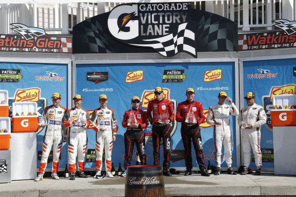 #54 CORE autosport ORECA LMP2, P: Jon Bennett, Colin Braun, Romain Dumas, #99 JDC/Miller Motorsports ORECA 07, P: Stephen Simpson, Mikhail Goikhberg, Chris Miller, #6 Acura Team Penske Acura DPi, P: Dane Cameron, Juan Pablo Montoya, podium #54 CORE autosport ORECA LMP2, P: Jon Bennett, Colin Braun, Romain Dumas, #99 JDC/Miller Motorsports ORECA 07, P: Stephen Simpson, Mikhail Goikhberg, Chris Miller, #6 Acura Team Penske Acura DPi, P: Dane Cameron, Juan Pablo Montoya, podium
