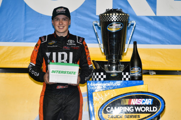 NASCAR Camping World Truck Series
Ford EcoBoost 200
Homestead-Miami Speedway, Homestead, FL USA
Friday 17 November 2017
Christopher Bell, JBL Toyota Tundra celebrates winning the 2017 NASCAR Camping world Truck Series Championship
World Copyright: Nigel Kinrade
LAT Images